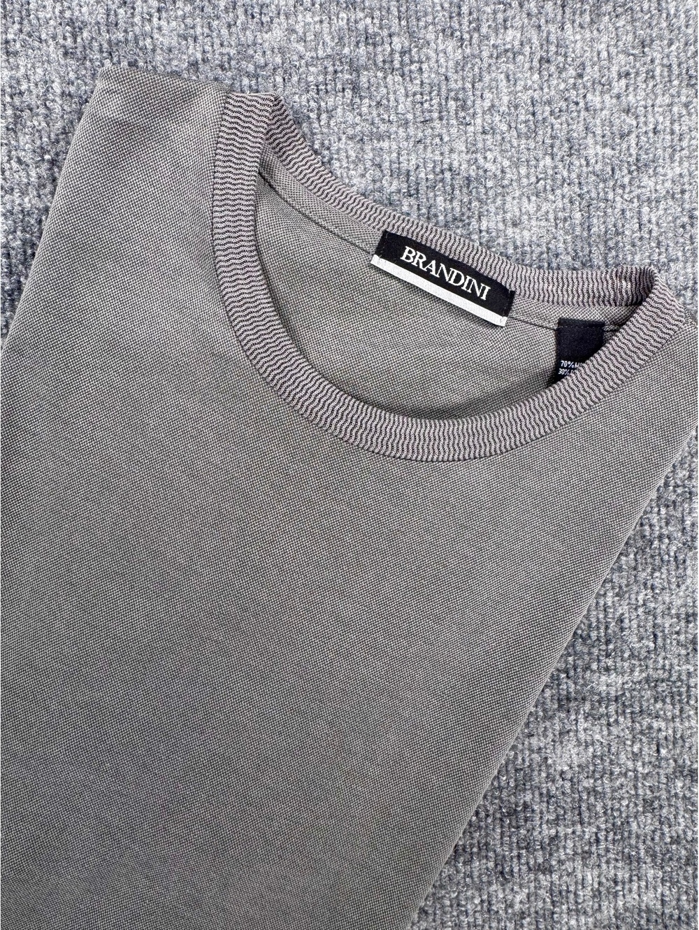 Brandini Men's NWT Minimalist Grunge Gorpcore Ribbed T-Shirt green-grey, Medium